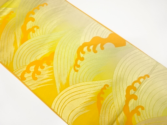JAPANESE KIMONO / ANTIQUE FUKURO OBI / SILK / WOVEN ROUGH WAVE